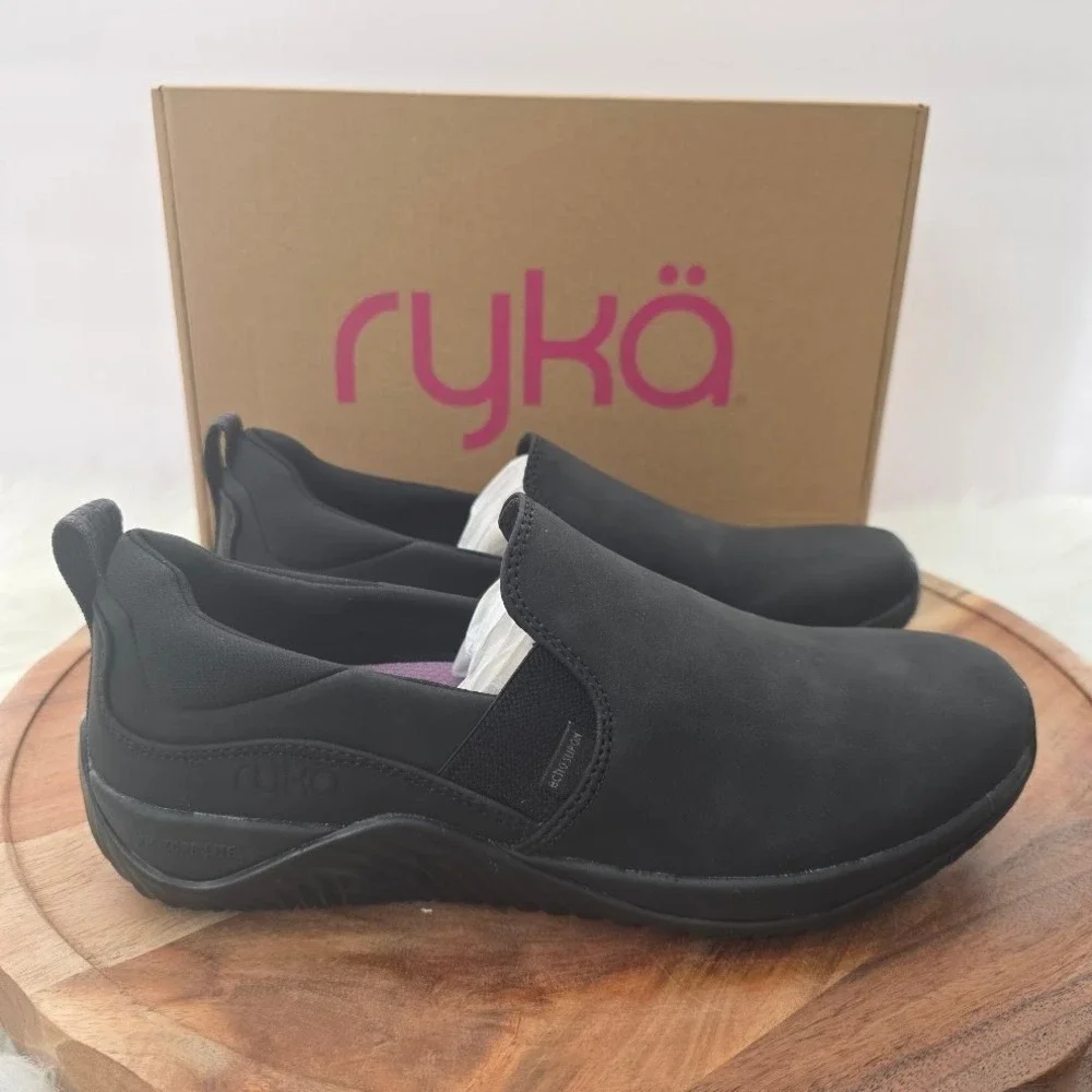 Ryka Echo Slip On‎ Black Casual Walking Shoes Womens 7.5 M RE-ZORB LITE Sneakers